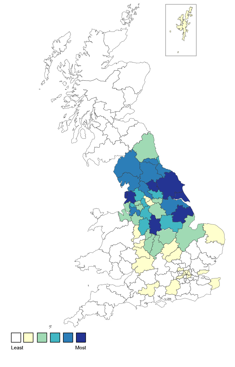 Distribution of Harrisons in England 1881